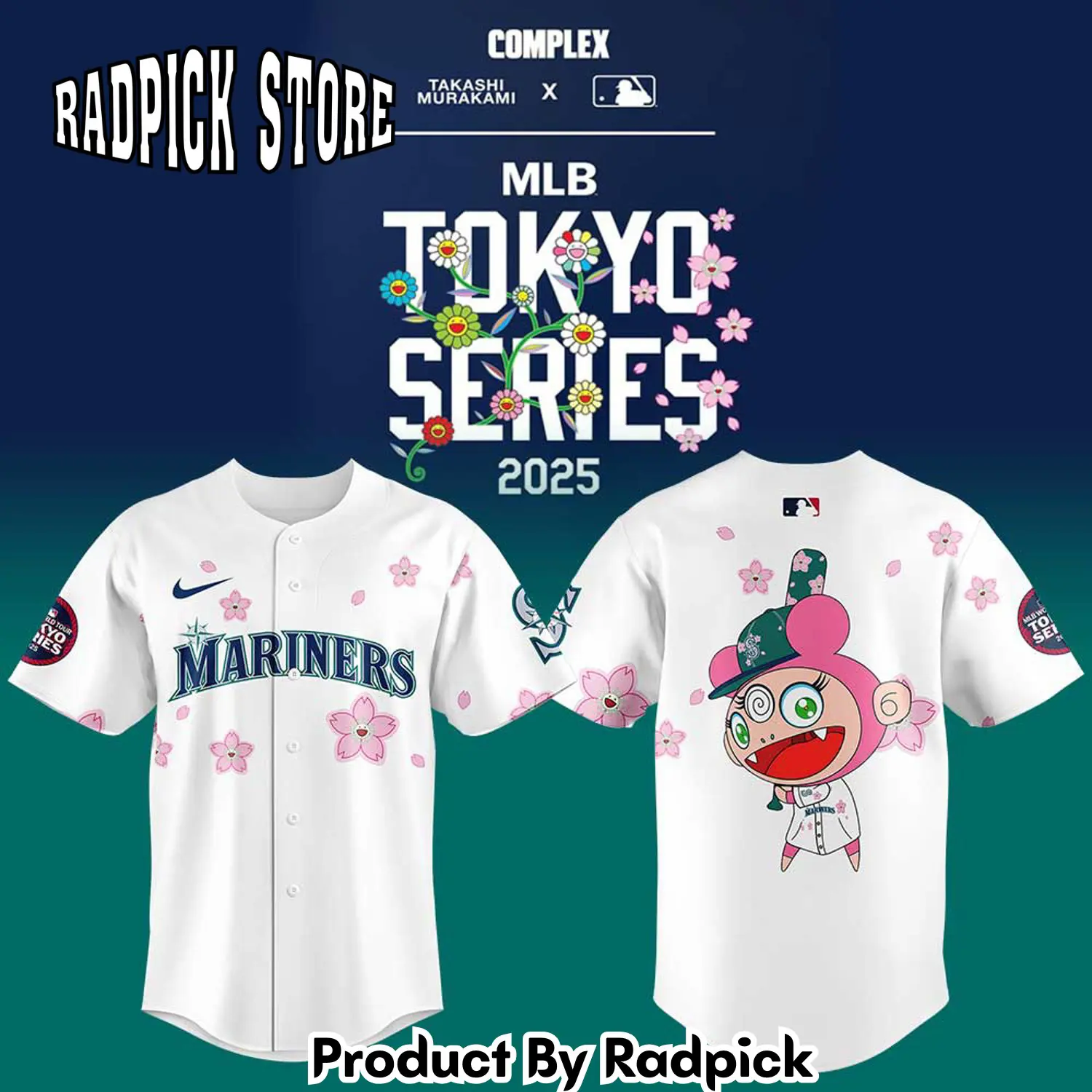 Radpick seattle mariners takashi murakami x mlb world tour tokyo series white baseball jersey rp12796